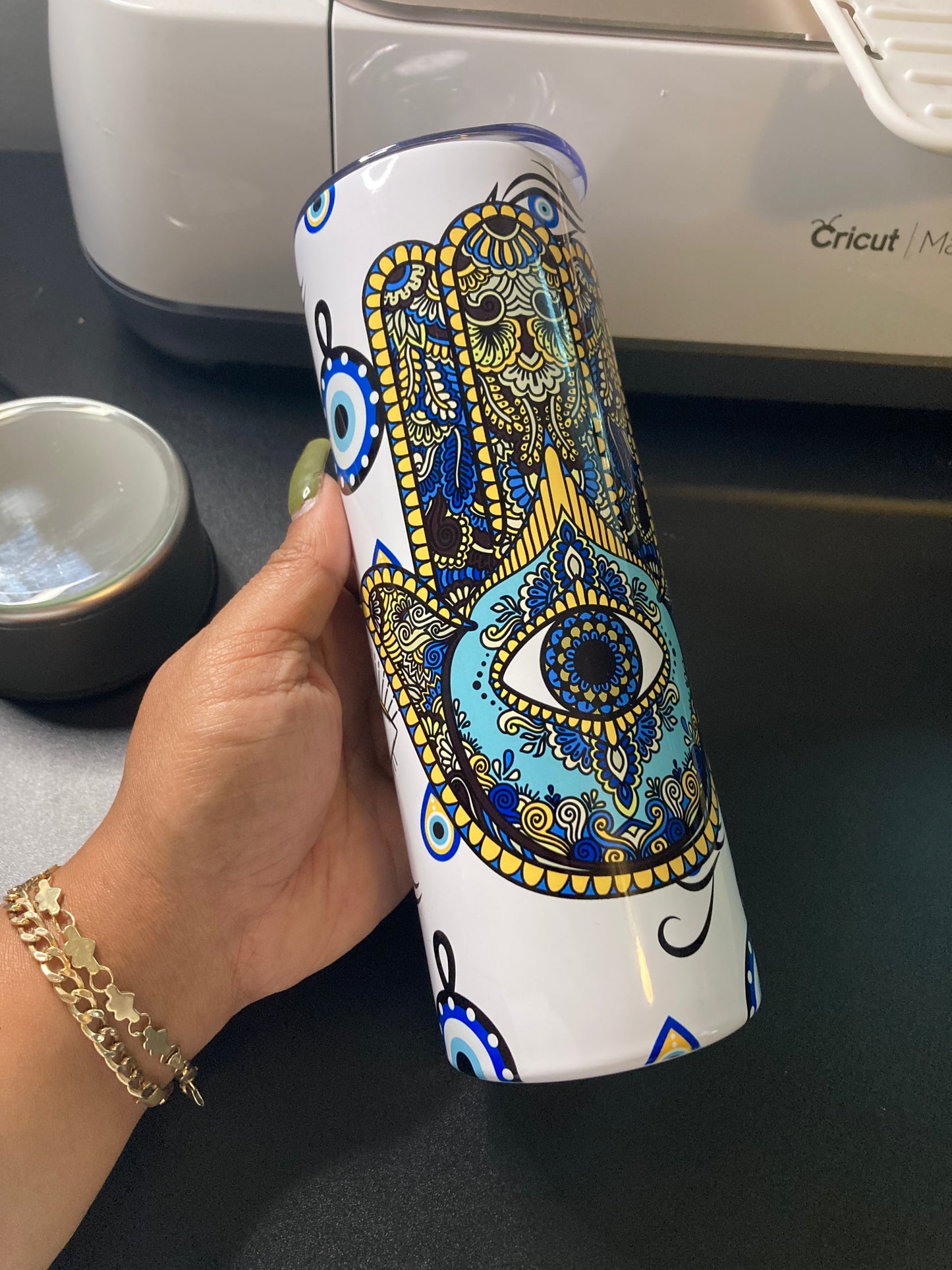 Evil Eye Tumbler – Stainless Steel, Insulated, and Protective Design