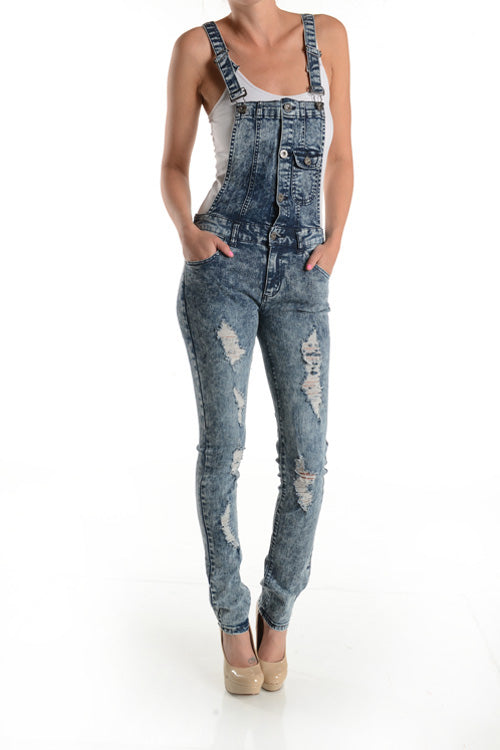 Acid Wash Denim Overall