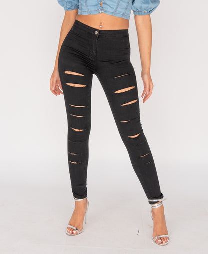 Multi Slash Black Jeggings